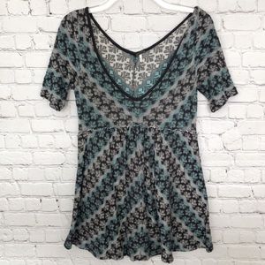 FREE PEOPLE   /chevron babydoll tunic top
